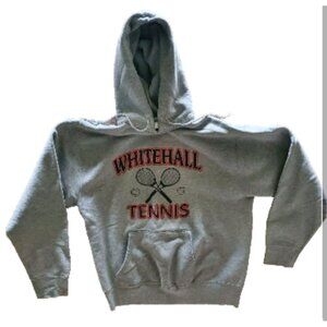 Whitehall Tennis Hoodie Grey Youth L Large Kangaroo Pockets Some Distress